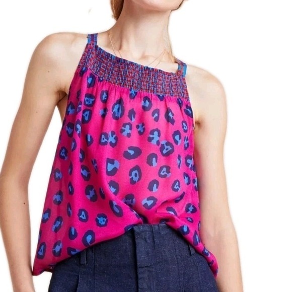 Conditions Apply Tops - Anthropologie Conditions Apply Animal Print Tank Top Tie Back Pink Leopord M